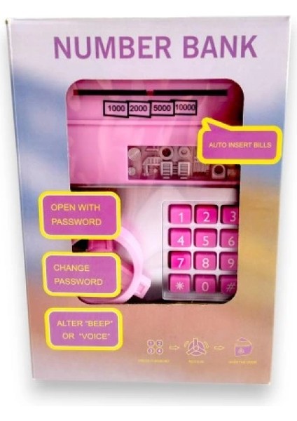 Şifreli Otomatik Kağıt Para Alan Atm Pembe Kumbara fırsatları