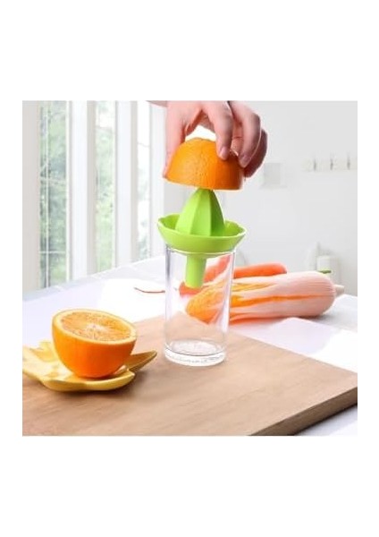 1 Arada Pratik Narenciye Sıkacağı, Hunili Limon Portakal Sıkma Aparatı, Yeşil ve Sarı modelleri