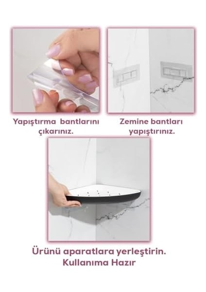 0447 2'li Istiridye Banyo Köşe Rafı - Yapışkanlı Duş Rafı Banyo Düzenleyici Organizer - Siyah modelleri