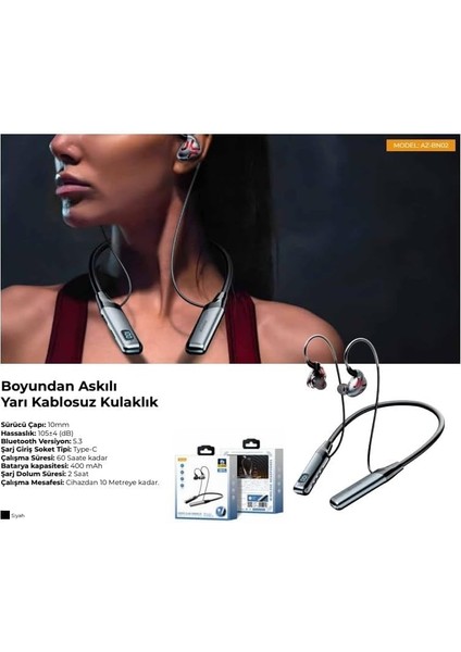 AZ-BN02 Boyun Askılı Bluetooth Kulaklık (400MAH, 60 Saat Bekleme) (AZ-BN02) modelleri