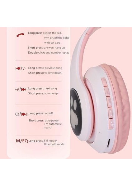 Işıklı Kedi Kulaklı Kablosuz Bluetooth Kulaklık - Çocuklar Için Katlanabilir, Derin Baslı Hifi Stereo, Tf Kart ve Aux Girişli, Kız/erkek Uyumlu fiyatları