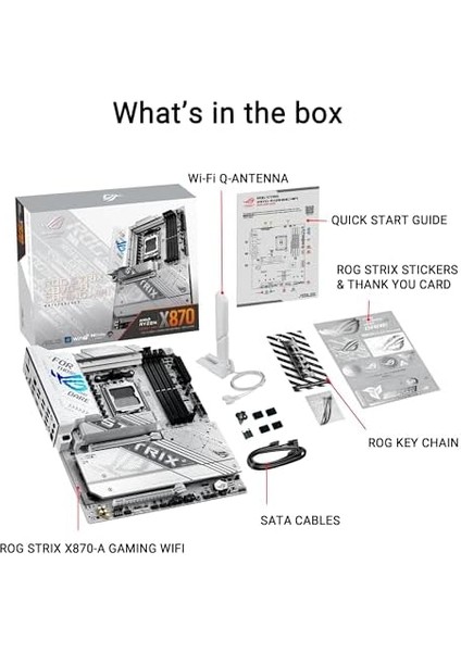 Rog Strıx X870-A Gamıng Wıfı Amd X870 Am5 Ddr5 8000 Dp HDMI 2xusb4 4x M2 Usb3.2 Wifi 7 + Bt Aura Rgb 5gbit Lan Atx 16+2+2 Güç Aşamaları, Çift Usb4, 4xm.2 Slot Anakart fiyatları
