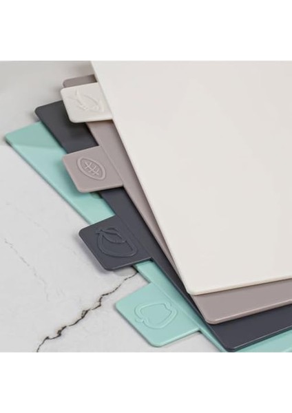 Cappuccino Asia 4 Lü Profesyonel Şef Kesme Tahtası Seti - Sebze, Et, Balık ve Ekmek Için Hijyenik Renk Kodlu Mutfak Doğrama Panoları - Modern Standlı Bpa Sız modelleri