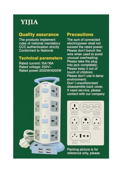 Evrensel 16 Girişli Kule Tipi Priz Adaptör, 4 USB Portlu, 250V, 2500W/4000W, Tip G & Tip C Uyumlu, Amerikan, Avrupa, Ingiliz ve Güney Afrika Fiş Uyumu, Seyahat, Ev ve Ofis Kullanımı modelleri