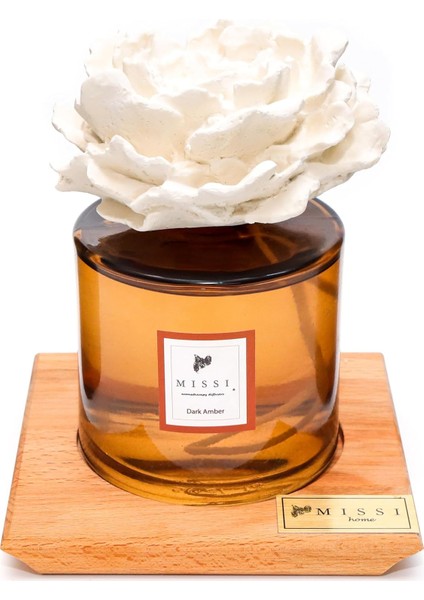 ml Masif Ahşap Kaideli Seramik Taşlı Dark Amber Oda Kokusu