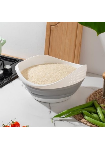 726 Çok Amaçlı Katlanabilir Yıkama Süzgeci - Akordiyon Pirinç Meyve Sebze Leğeni 3 Litre fiyatları