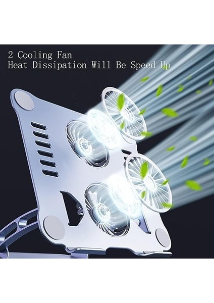 Laptop Standı 360 Derece Dönebilir Rgb Çift Fanlı Premium Serisi Notebook Tutucu Alüminyum Macbook Yükseltici 11-17 Inç fiyatları