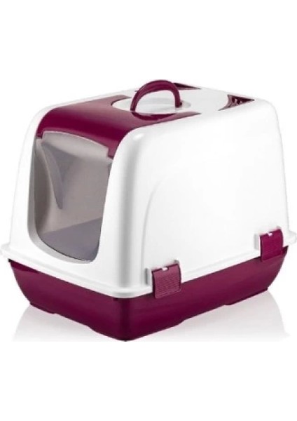 Mikopet Kapalı Küçük Kedi Tuvaleti Bordo