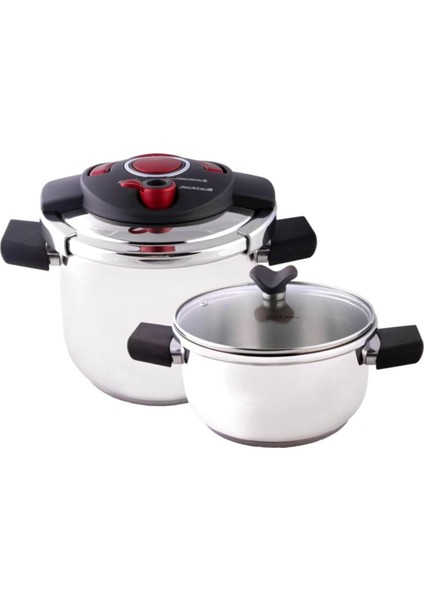 Innocook 4+6,5 Litre Düdüklü Siyah Kırmızı