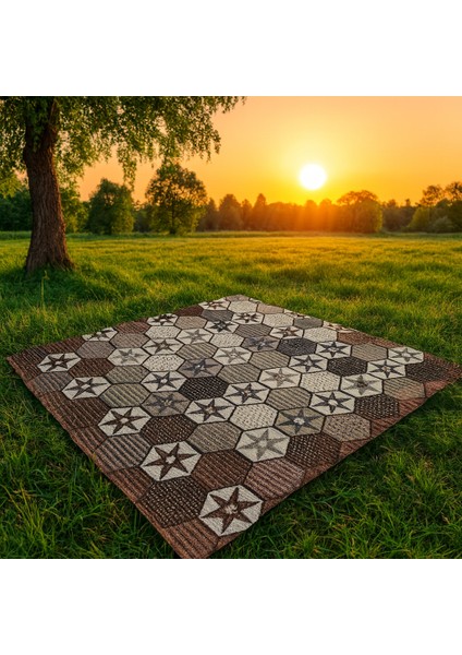 Modern Desenli Kahverengi Bal Petekli Motifli Halı Örtüsü 6m² fiyatları