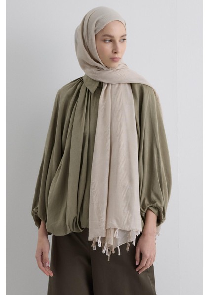 Kum Beji Saçak Püsküllü Pamuklu Şal modelleri