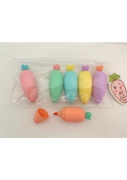 Havuç Tasarımlı Fosforlu Kalem Seti