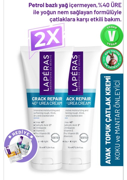 Ayak ve Topuk Çatlak Bakım Kremi %40 Üre ve %2 Salisilik Asit 75ML 2'li Paket