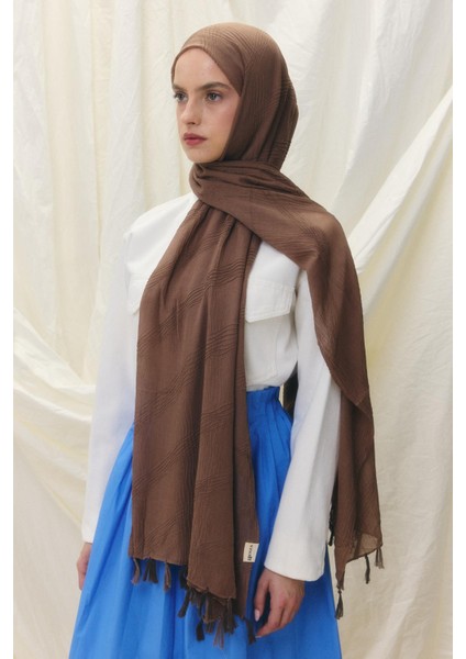 Sıcak Kahve Saçak Püsküllü Pamuklu Şal fiyatları