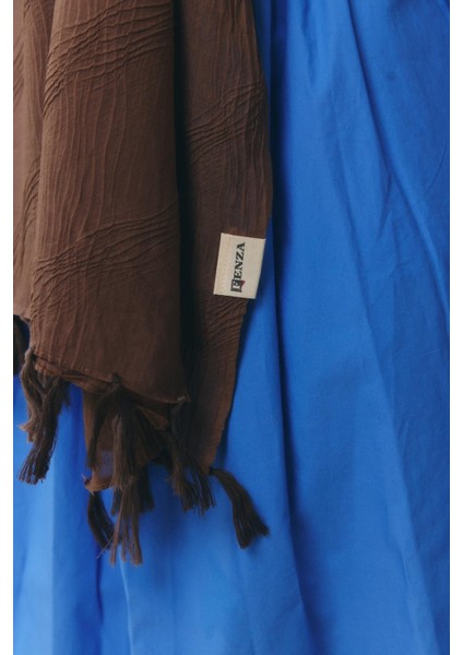 Sıcak Kahve Saçak Püsküllü Pamuklu Şal modelleri