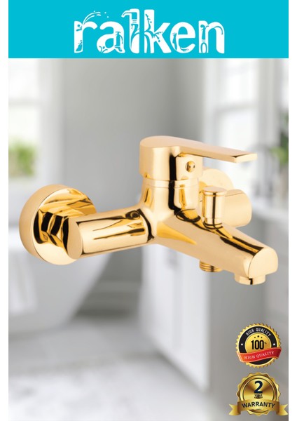 Gold Altın Banyo Duş Bataryası Musluğu - %100 Pirinç, Paslanmaz, Ağır Gövde