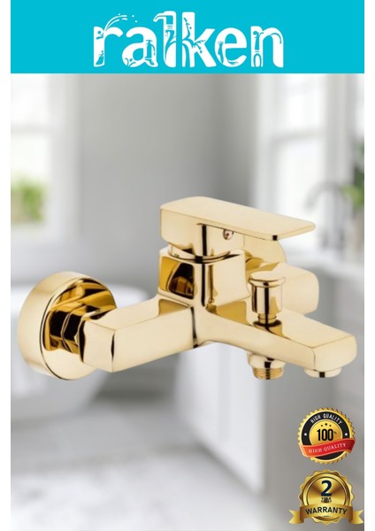 Altın Gold Kare Banyo Duş Bataryası Musluğu - %100 Pirinç, Paslanmaz, Ağır Gövde