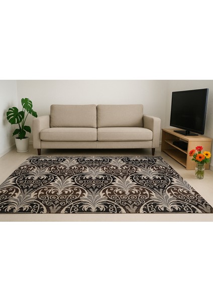 Modern Figürlü Kahverengi Çiçek Motifli Halı Örtüsü 6m² modelleri