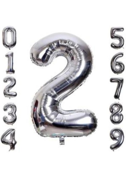 Gümüş Rengi Folyo Rakam Balon 1 Metre indirimleri