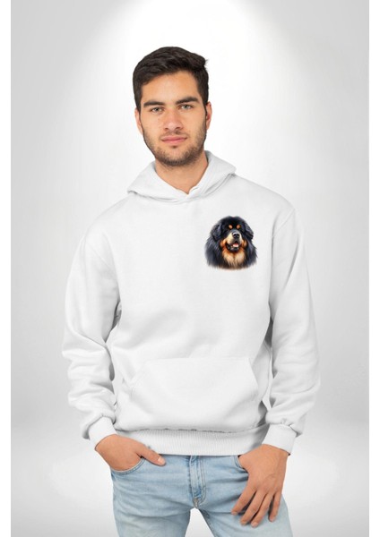 Tibetan Mastiff Güçlü Sadık Köpek Beyaz Kapüşonlu Sweatshirt Kadın Erkek Ön Minimal Sırt Baskılı fiyatları