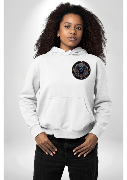 Mısır Mitolojisi Nut Mistik Gökyüzü Tanrıçası Beyaz Kapüşonlu Sweatshirt Kadın Erkek Ön Minimal Sırt Baskılı fiyatları