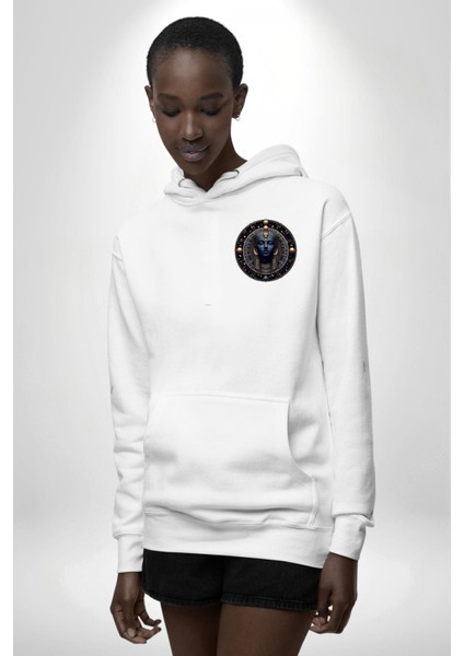 Mısır Mitolojisi Nut Mistik Gökyüzü Tanrıçası Beyaz Kapüşonlu Sweatshirt Kadın Erkek Ön Minimal Sırt Baskılı indirimleri