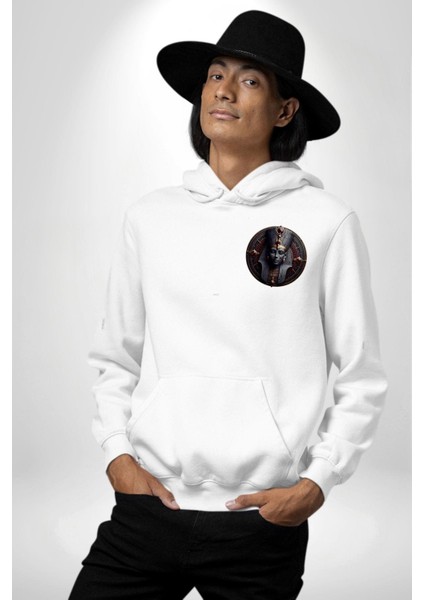 Güçlü Wosret Güç ve Koruma Sembolü Mısır Beyaz Kapüşonlu Sweatshirt Kadın Erkek Ön Minimal Sırt Baskılı indirimleri