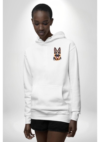 Efsane Alman Çoban Köpeği Aşk Köpek Dostu Beyaz Kapüşonlu Sweatshirt Kadın Erkek Ön Minimal Sırt Baskılı fiyatları