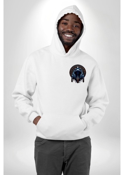 Gece ve Kaos Temalı Mistik Kek Tanrısı Mısır Beyaz Kapüşonlu Sweatshirt Kadın Erkek Ön Minimal Sırt Baskılı indirimleri