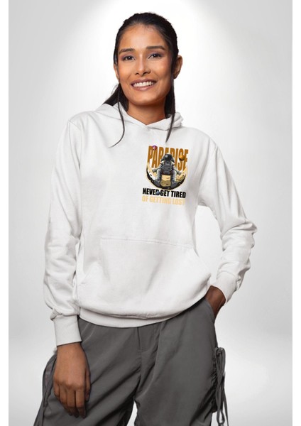 Uzayda Kaybolmayı Sevenler Için Astronot Beyaz Kapüşonlu Sweatshirt Kadın Erkek Ön Minimal Sırt Baskılı fiyatları
