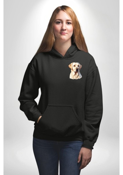 Sadık Dost Labrador Retriever Aşk Köpek Dostu Siyah Kapüşonlu Sweatshirt Kadın Erkek Ön Minimal Sırt Baskılı indirimleri