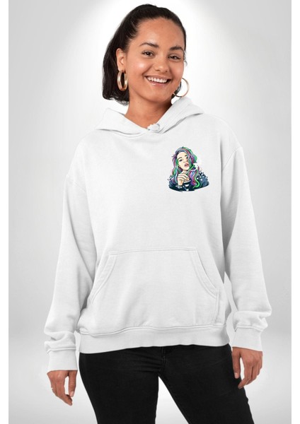 Yasakları Yık, Renkleri Yakala! Beyaz Kapüşonlu Sweatshirt Kadın Erkek Ön Minimal Sırt Baskılı fiyatları