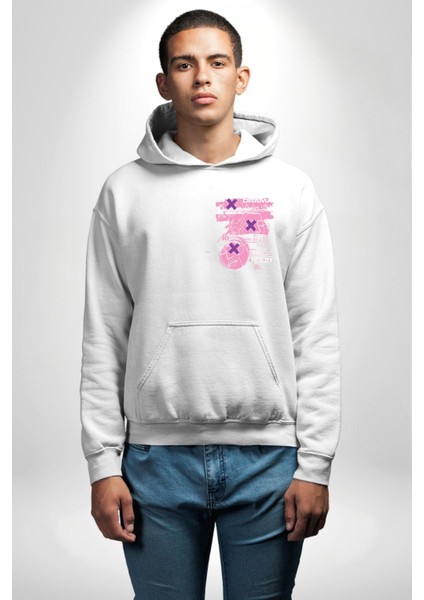 Drama Olmadan Moda Beyaz Kapüşonlu Sweatshirt Kadın Erkek Ön Minimal Sırt Baskılı fiyatları