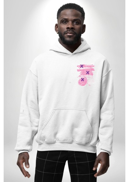 Drama Olmadan Moda Beyaz Kapüşonlu Sweatshirt Kadın Erkek Ön Minimal Sırt Baskılı indirimleri