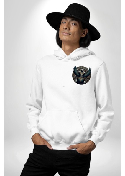 Nemty Tanrısı Seyahat ve Güven Mısır Beyaz Kapüşonlu Sweatshirt Kadın Erkek Ön Minimal Sırt Baskılı indirimleri