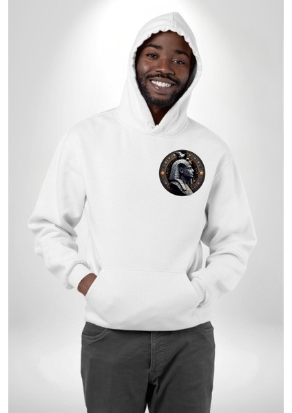 Mısır Firavun Geb Dünya Verimlilik ve Yılanlar Beyaz Kapüşonlu Sweatshirt Kadın Erkek Ön Minimal Sırt Baskılı indirimleri