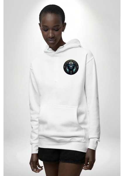 Aani Bilgelik ve Yazının Tanrısı Mısır Beyaz Kapüşonlu Sweatshirt Kadın Erkek Ön Minimal Sırt Baskılı fiyatları