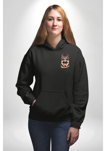 Efsane Alman Çoban Köpeği Aşk Köpek Dostu Siyah Kapüşonlu Sweatshirt Kadın Erkek Ön Minimal Sırt Baskılı fiyatları