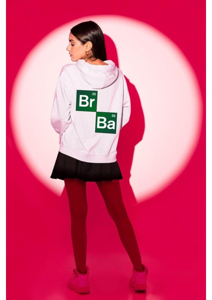 Periyodik Tablo Heisenberg Breaking Bad Beyaz Kapüşonlu Sweatshirt Kadın Erkek Ön Minimal Sırt Baskılı modelleri