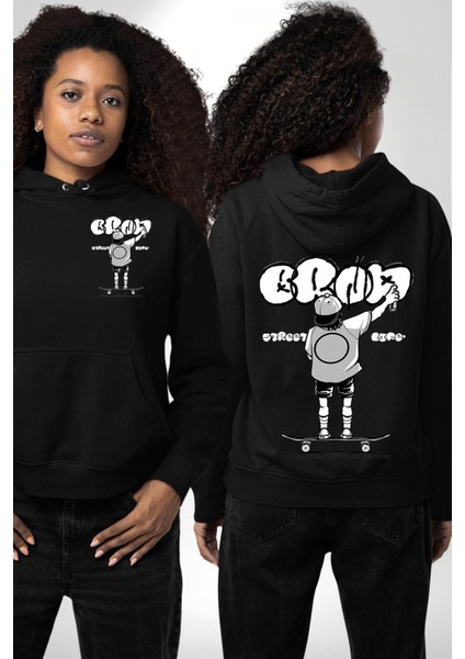 Gerçek Dışı Sihirli Çözümler Sihir ve Inanç Siyah Kapüşonlu Sweatshirt Kadın Erkek Ön Minimal Sırt Baskılı