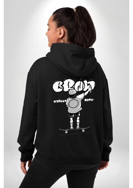 Gerçek Dışı Sihirli Çözümler Sihir ve Inanç Siyah Kapüşonlu Sweatshirt Kadın Erkek Ön Minimal Sırt Baskılı modelleri