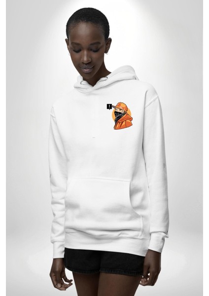 Sokak Tarzı Baskılı Gençler Için Grafik Tasarım Beyaz Kapüşonlu Sweatshirt Kadın Erkek Ön Minimal Sırt Baskılı fiyatları