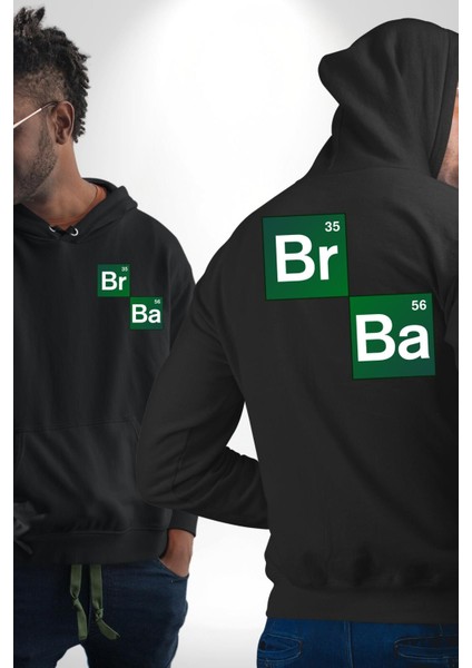 Periyodik Tablo Heisenberg Breaking Bad Siyah Kapüşonlu Sweatshirt Kadın Erkek Ön Minimal Sırt Baskılı