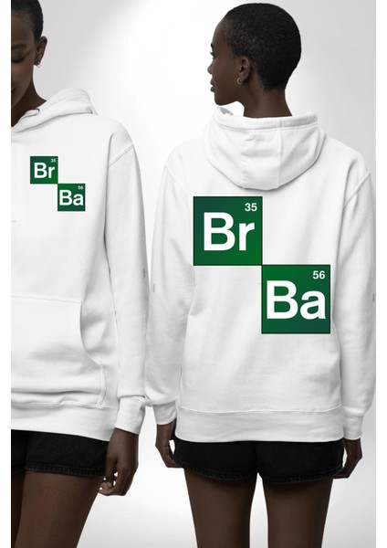 Periyodik Tablo Heisenberg Breaking Bad Beyaz Kapüşonlu Sweatshirt Kadın Erkek Ön Minimal Sırt Baskılı fırsatları