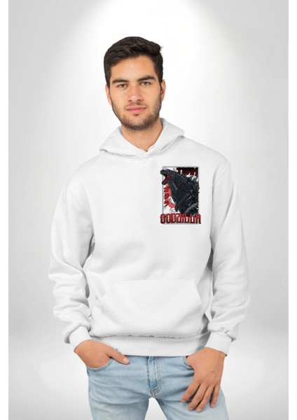 Team Godzilla Anime Efsanevi Canavar Anime Beyaz Kapüşonlu Sweatshirt Kadın Erkek Ön Minimal Sırt Baskılı fiyatları
