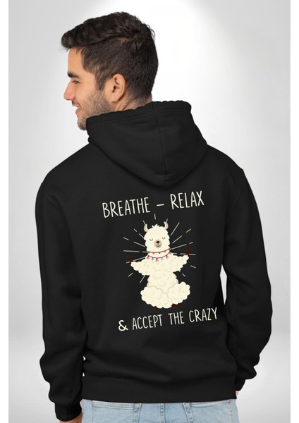 Yoga Huzurun ve Gücün Dansı Siyah Kapüşonlu Sweatshirt Kadın Erkek Ön Minimal Sırt Baskılı modelleri