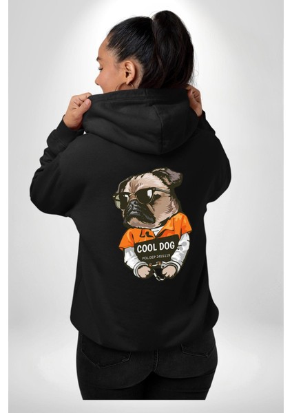 Tutuklu Ama Havalı Köpek Hapishane Stilinde Siyah Kapüşonlu Sweatshirt Kadın Erkek Ön Minimal Sırt Baskılı indirimleri