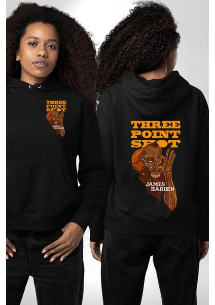 James Harden Üç Sayılık Atış Basketbol Siyah Kapüşonlu Sweatshirt Kadın Erkek Ön Minimal Sırt Baskılı fırsatları