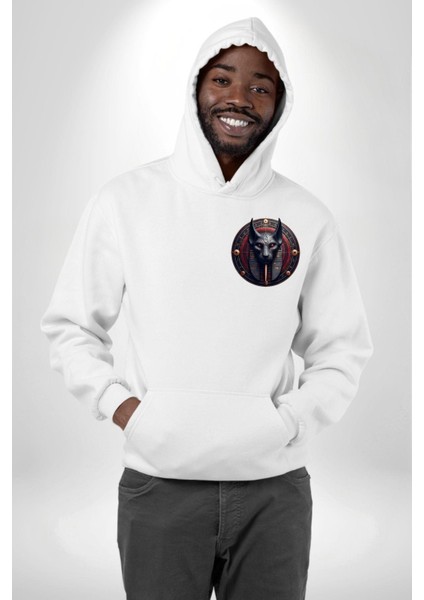 Set Fırtına ve Çöl Tanrısı Mısır Beyaz Kapüşonlu Sweatshirt Kadın Erkek Ön Minimal Sırt Baskılı fiyatları