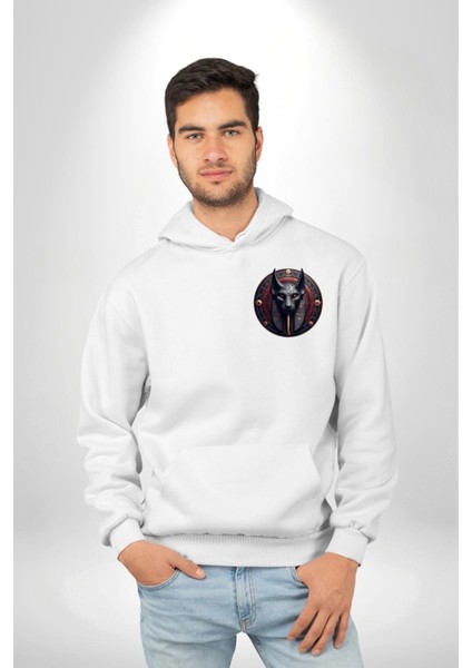 Set Fırtına ve Çöl Tanrısı Mısır Beyaz Kapüşonlu Sweatshirt Kadın Erkek Ön Minimal Sırt Baskılı indirimleri